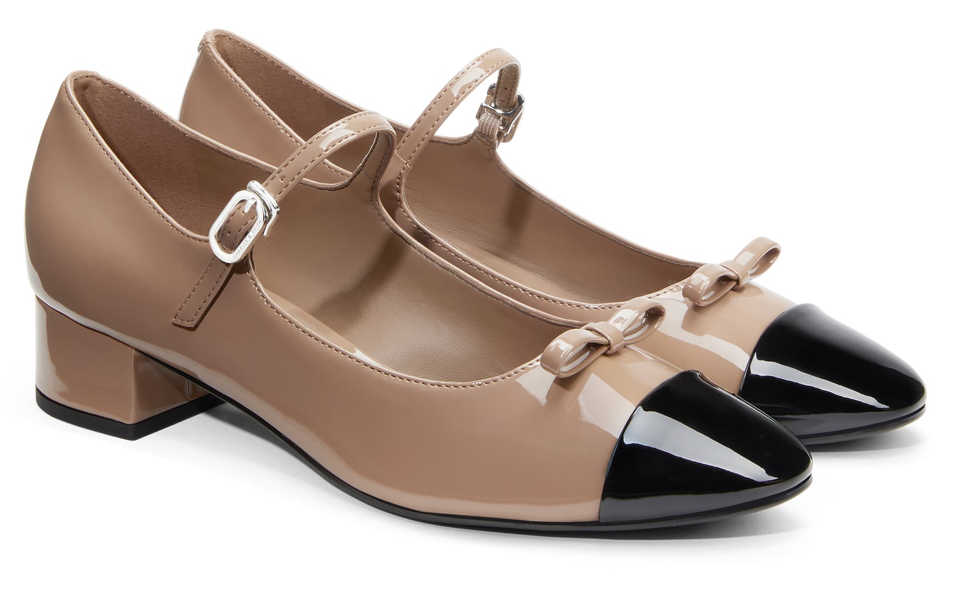 CHARLES&KEITH Бант новый китайский стиль PU универсальный квадратный каблук туфли Мэри Джейн 3,6 см женские многоцветный - изображение 2