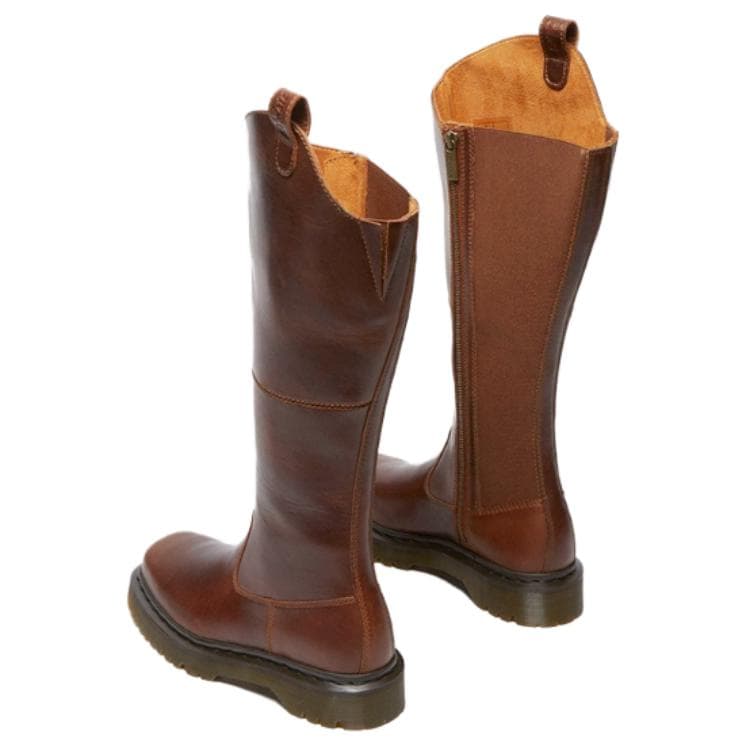 Ботинки Dr.Martens Коровья кожа Высокие сапоги до колена 3,5 см Женские Красно-коричневый - изображение 4