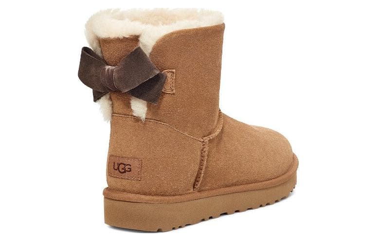 Ботинки зимние UGG Корова Спилок Термический с флисовой подкладкой Круглый носок Короткие сноубутсы для голени Женские Каштановый - изображение 3