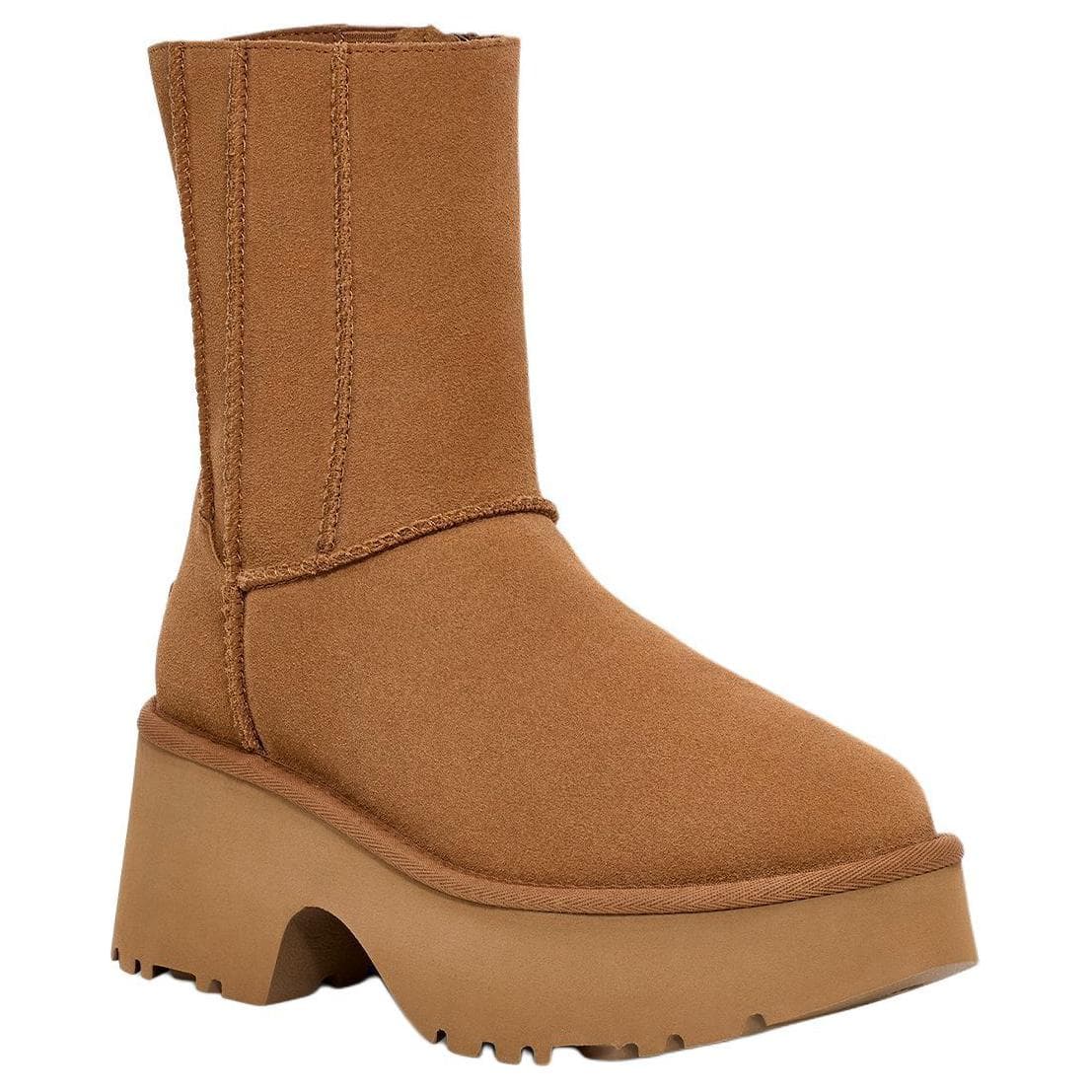 Ботинки зимние UGG Корова Спилок С флисовой подкладкой Молния Круглый носок Короткий Снекер Женские Каштановый - изображение 3