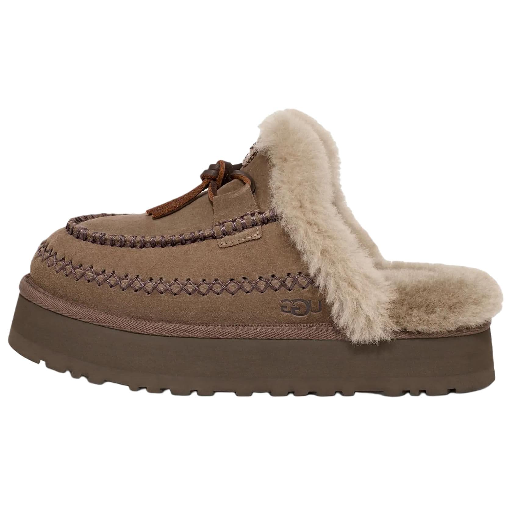 Сандалии UGG Artificial Suede Мода Круглый носок С флисовой подкладкой Мюли Устойчивые к истиранию Домашние тапочки Женские Умбра - изображение 1