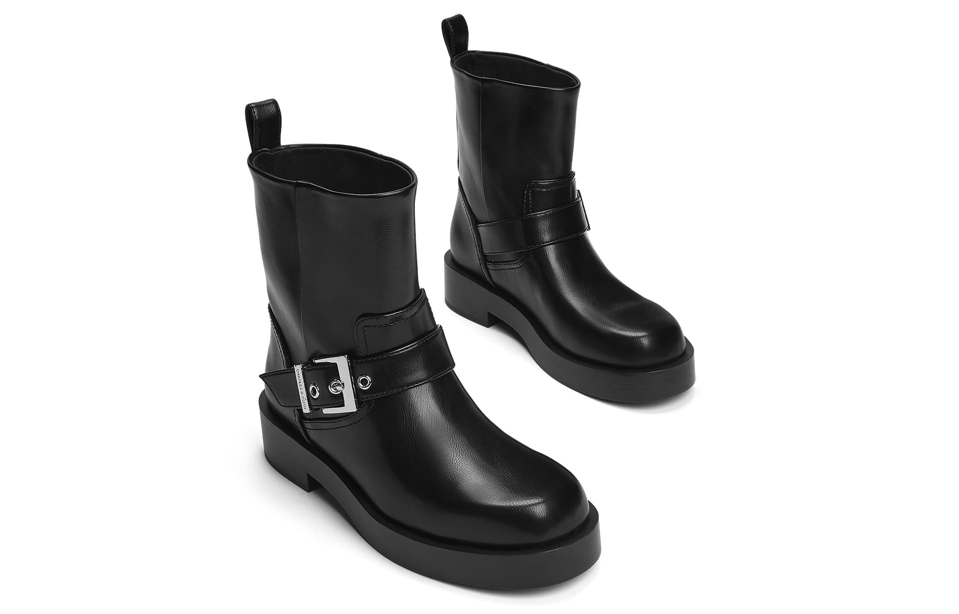 Сапоги CHARLES&KEITH PU ботильоны с металлической пряжкой и круглым носком, каблук 4 см, женские, многоцветные - изображение 4