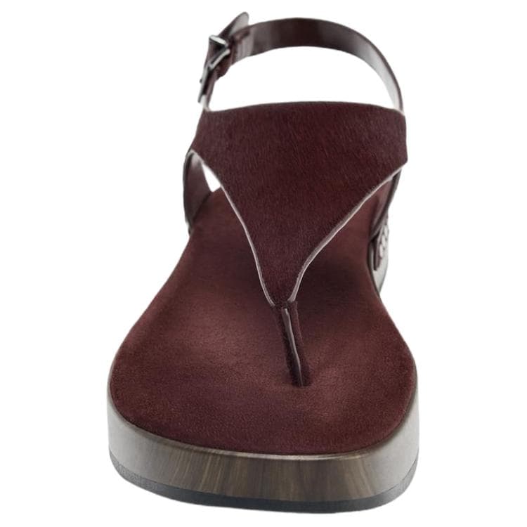 Шлёпанцы ZARA One Шнуровка Сандалии 4CM Женские Темно-Красный Цвет - изображение 4