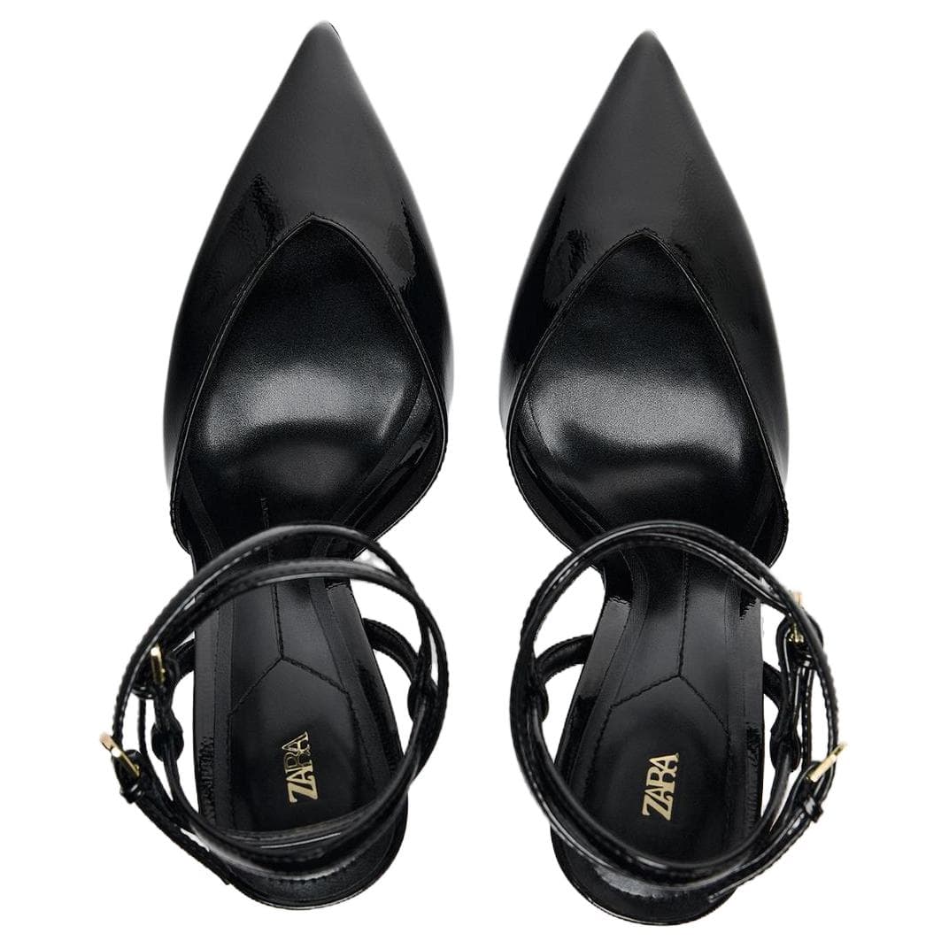 Туфли ZARA Pointed Buckle Heel Black - изображение 5