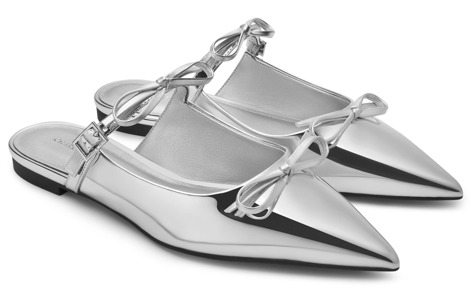 Сандалии CHARLES&KEITH Бант заостренный носок плоская подошва Müller композитная подошва тапочки с закрытым носом 1,5 см женский - изображение 2