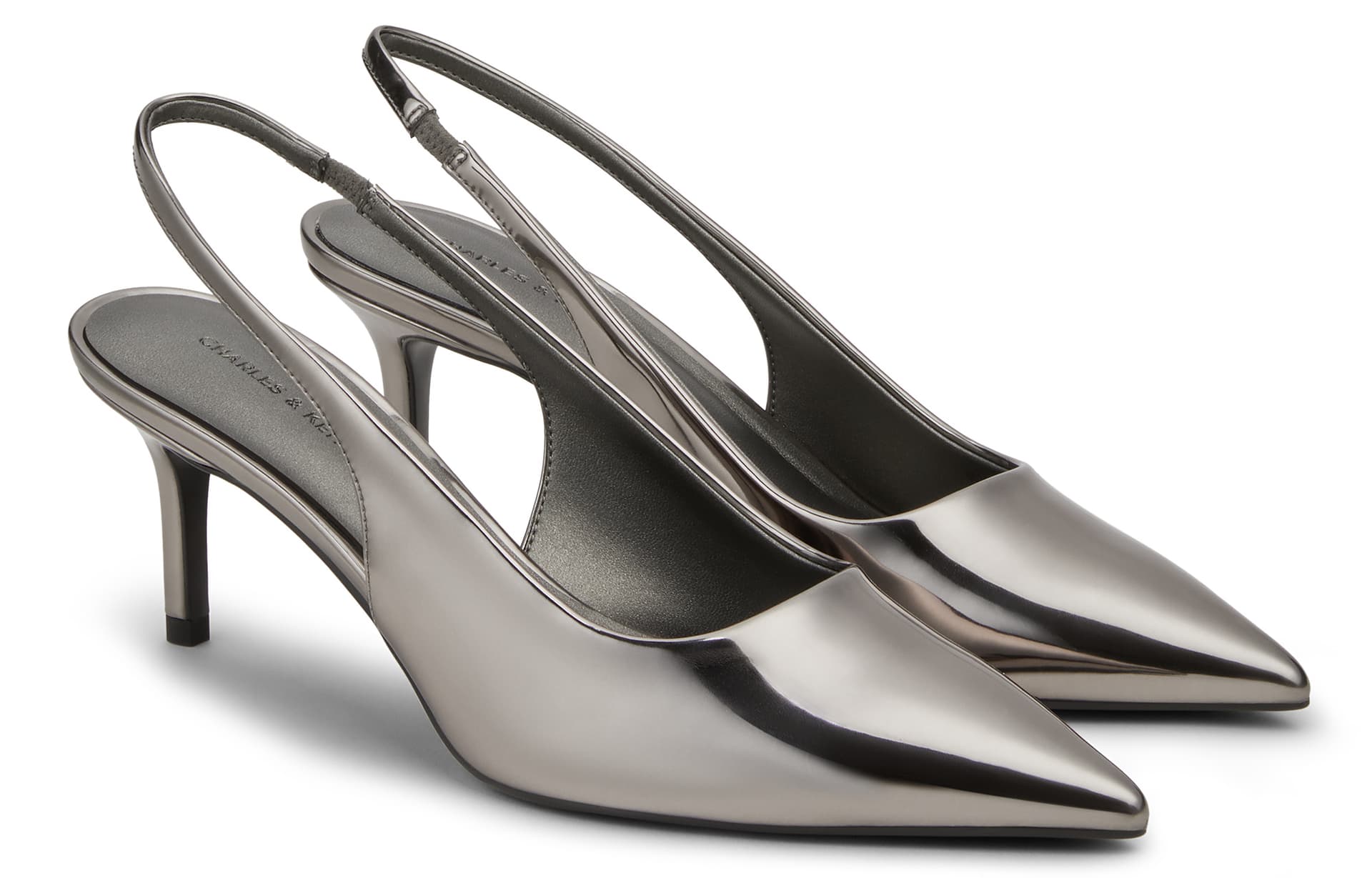 Туфли CHARLES&KEITH PU элегантные офисные босоножки с открытой пяткой и узким каблуком 7,2 см - изображение 2