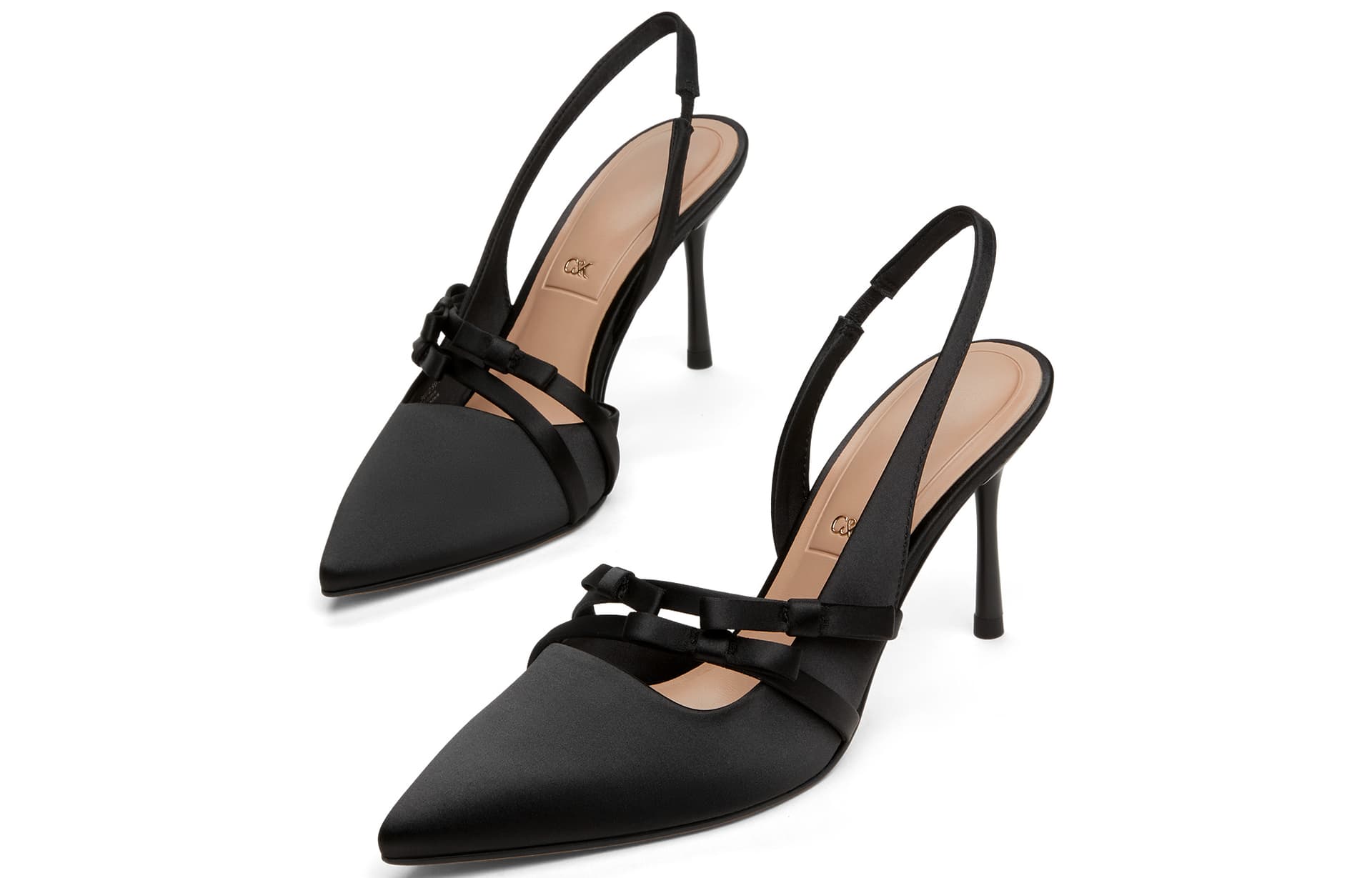 Шлёпанцы CHARLES&KEITH Женские туфли для свадьбы с бантом и заостренным носком из сатина на высоком каблуке 8 см - изображение 3