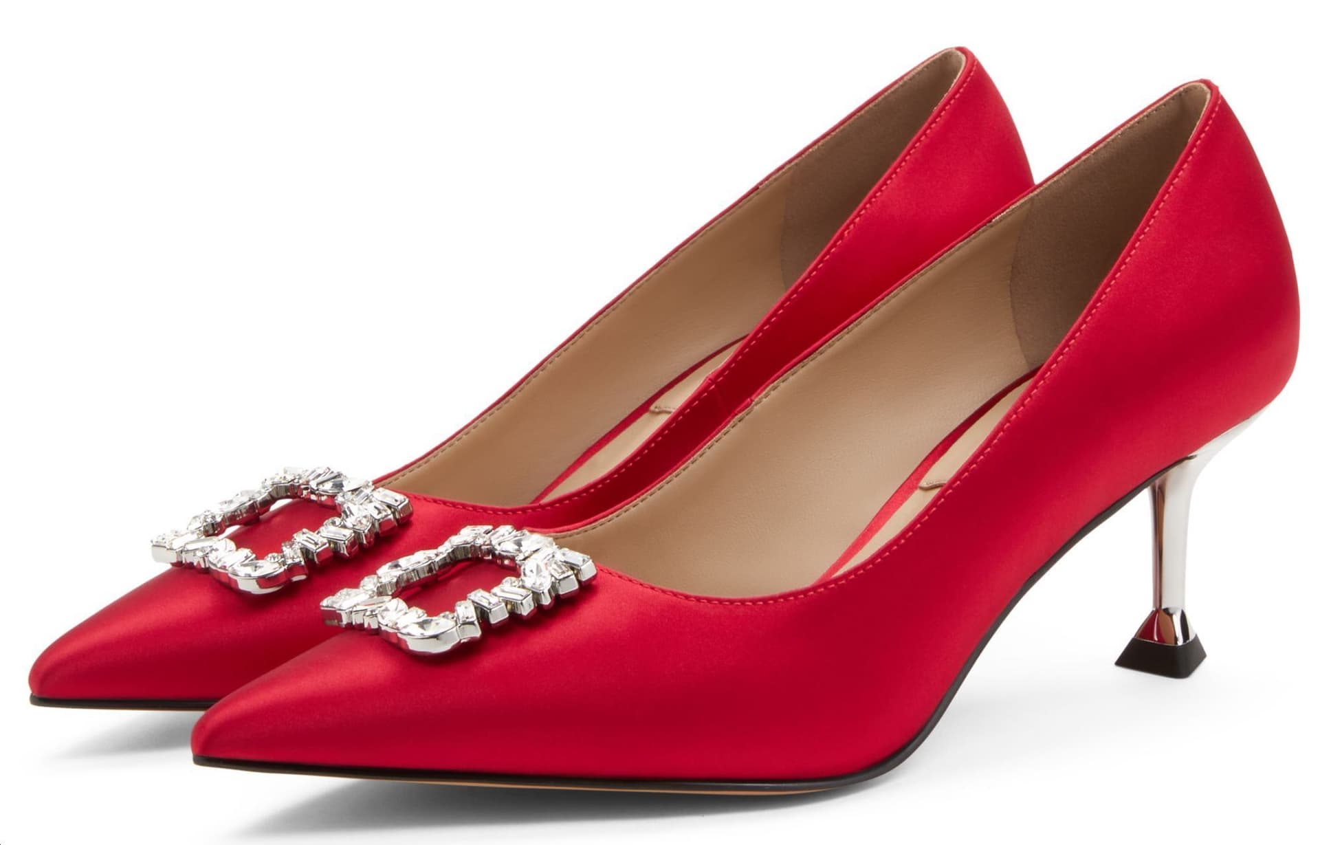 Туфли CHARLES&KEITH Полудрагоценные камни заостренный носок невесты туфли узкий каблук высокие каблуки 6см женский красный - изображение 3