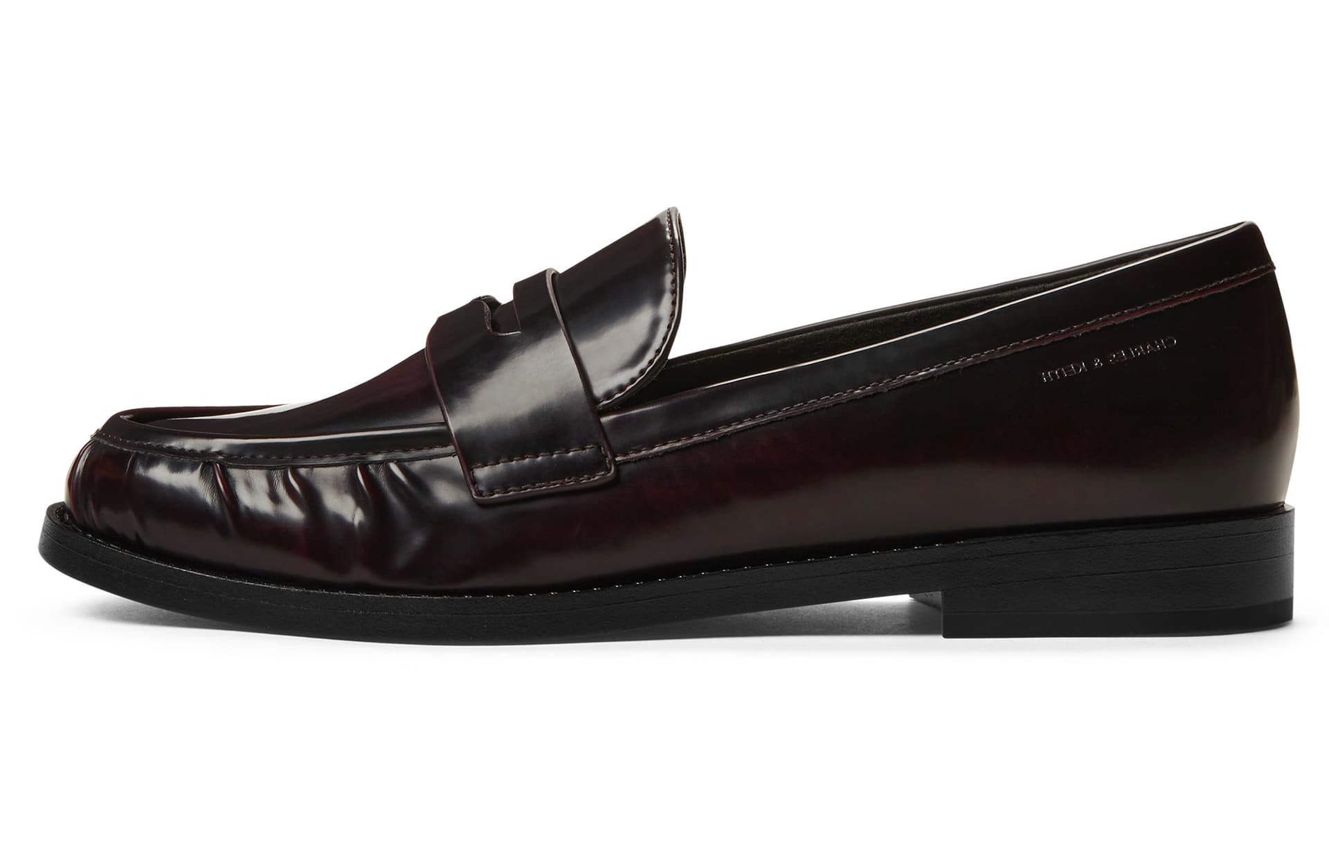 Лоферы CHARLES&KEITH Лоферы из искусственной кожи PU в деловом повседневном стиле с плоской подошвой 2,2 см, женские, Black Box/Бордовый - изображение 4