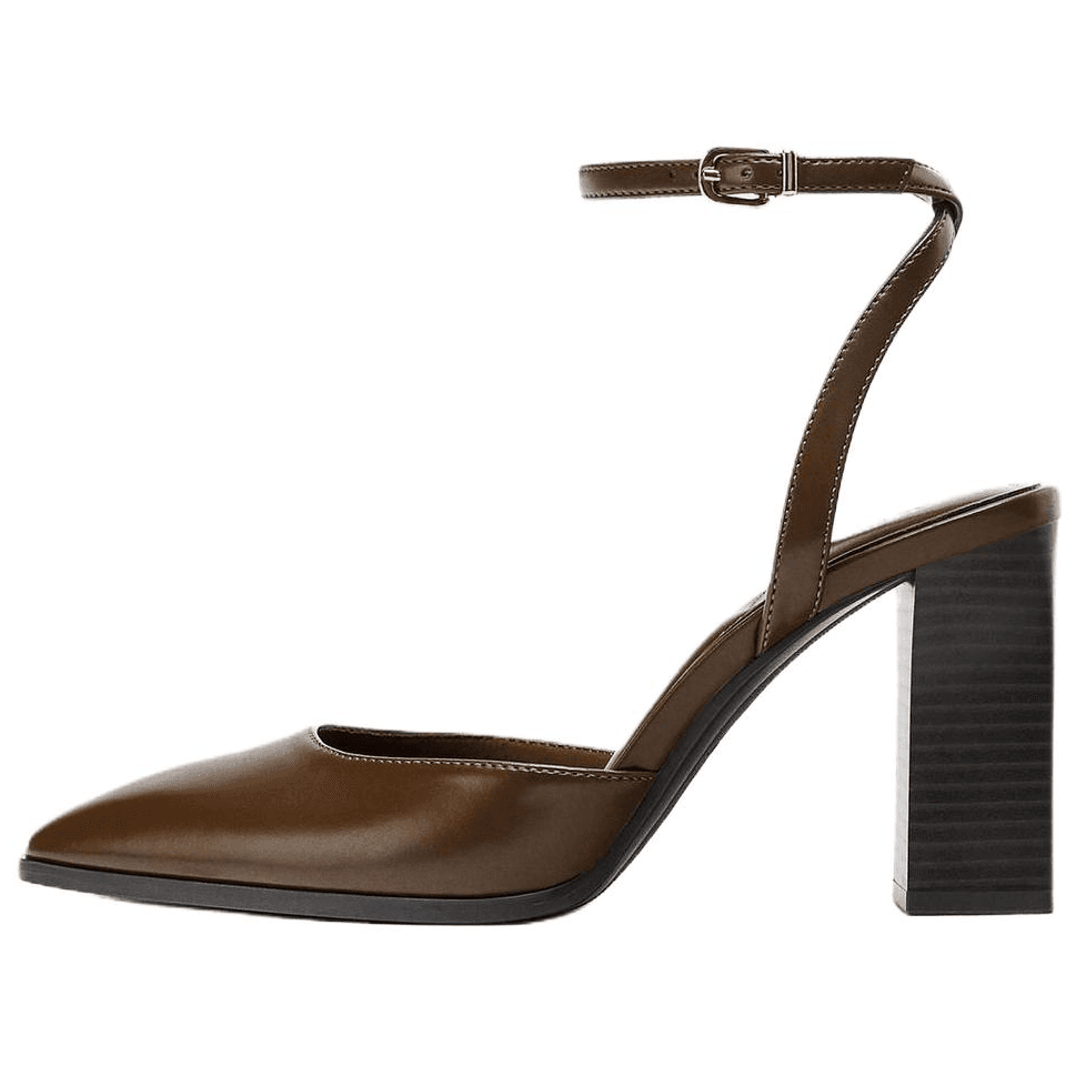 Туфли ZARA PU (полиуретан) Грубый каблук Высокие каблуки 9,5 см Женские Коричневый - изображение 1