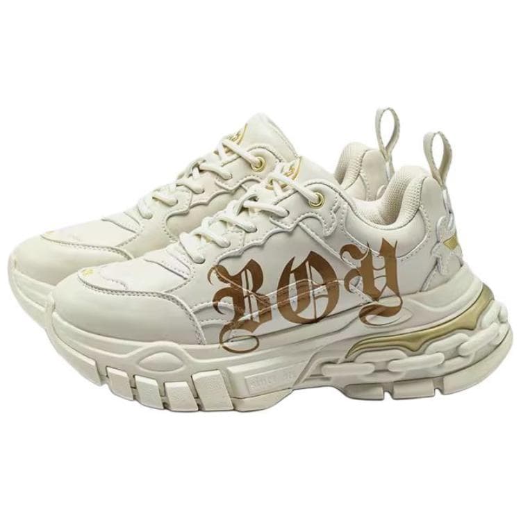 Кроссовки BOY LONDON Синтетическая кожа Низкие кеды с толстой подошвой Унисекс Экрю - изображение 2
