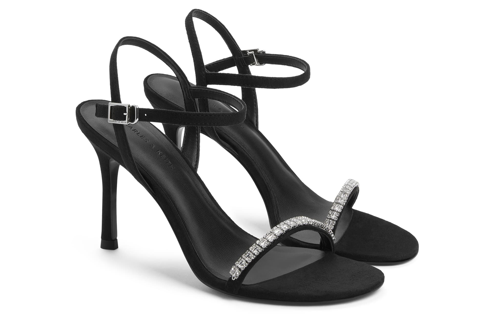 Шлёпанцы CHARLES&KEITH PU Ткань Вечерние Туфли С Открытым Носком И Стразами Для Невесты Босоножки На Высоком Каблуке 9,2 См Женские Многоцветные - изображение 2
