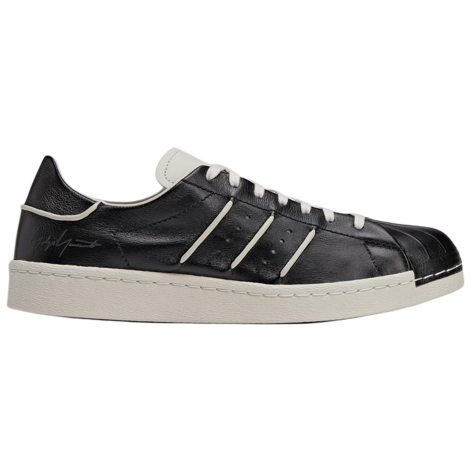 Кроссовки Y-3 SUPERSTAR 100% кожа Круглый носок Винтаж Лоу-топы Повседневная обувь для скейтборда Унисекс Черный - изображение 3