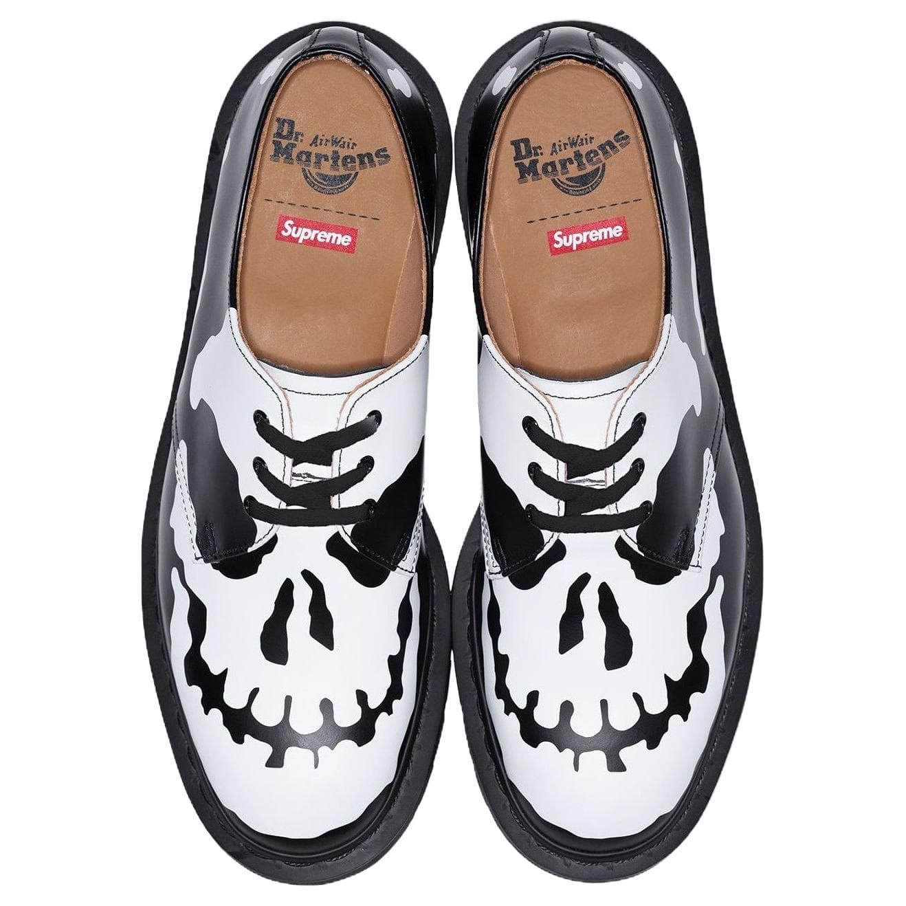 Dr.Martens x Supreme 1461 Повседневные кожаные туфли Унисекс Черный Белый - изображение 2