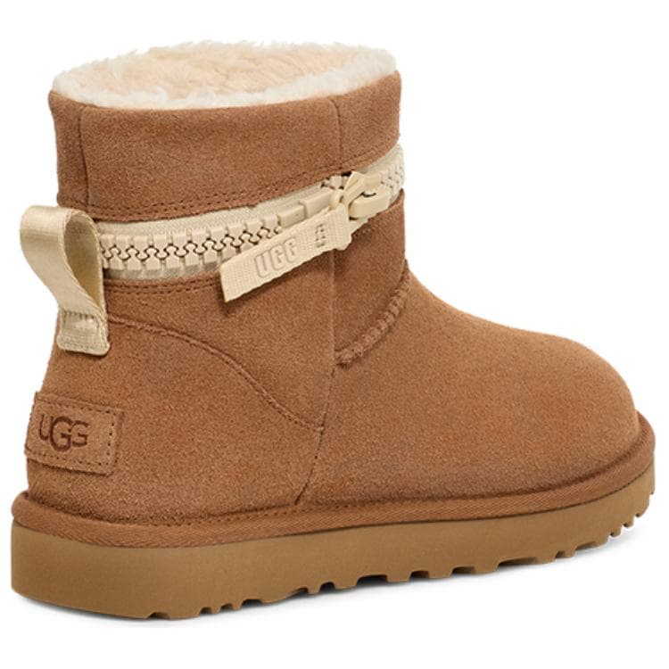 Ботинки зимние UGG Корова Спилок Удобный С молнией с флисовой подкладкой Короткие Снеботуфли Женские Каштановые - изображение 3
