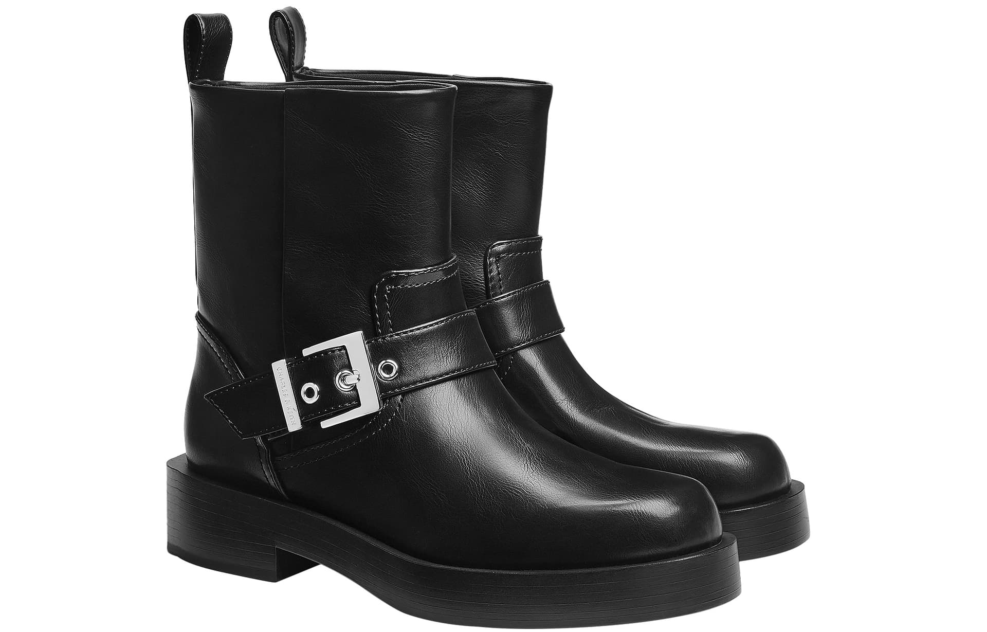 Сапоги CHARLES&KEITH PU ботильоны с металлической пряжкой и круглым носком, каблук 4 см, женские, многоцветные - изображение 3