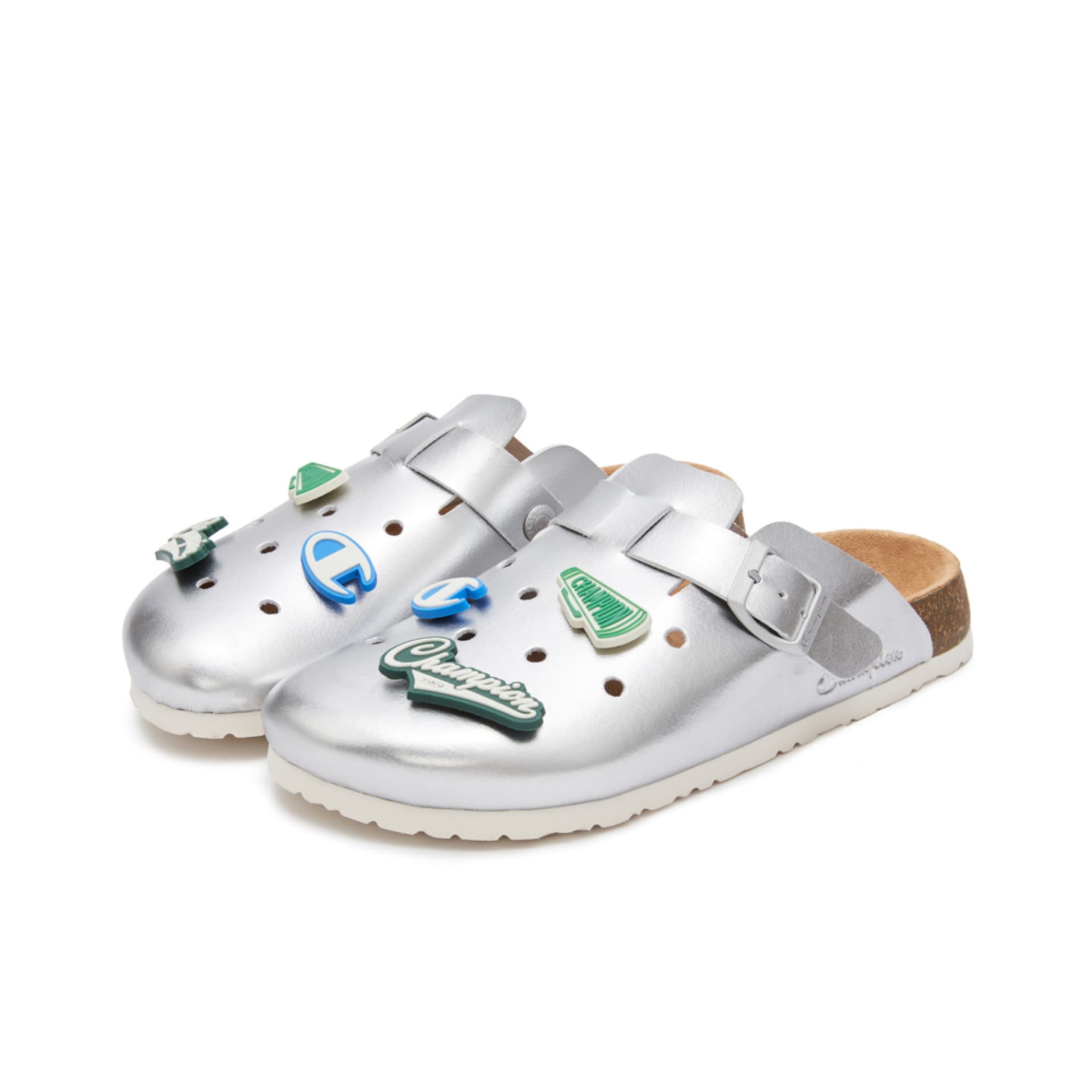 Сандалии Champion ЭВА Резина Дышащая Обувь Birkenstock Унисекс Серебристо-Белая - изображение 2