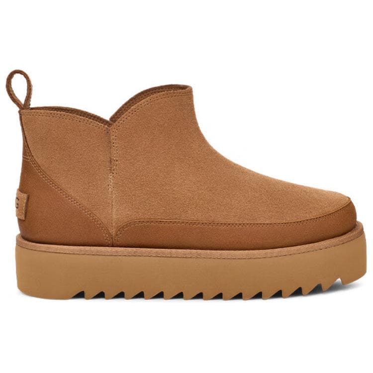Ботинки зимние UGG Корова Спилок С флисовой подкладкой Мода Удобные Короткие Ботинки для снега Женские Каштановый - изображение 2