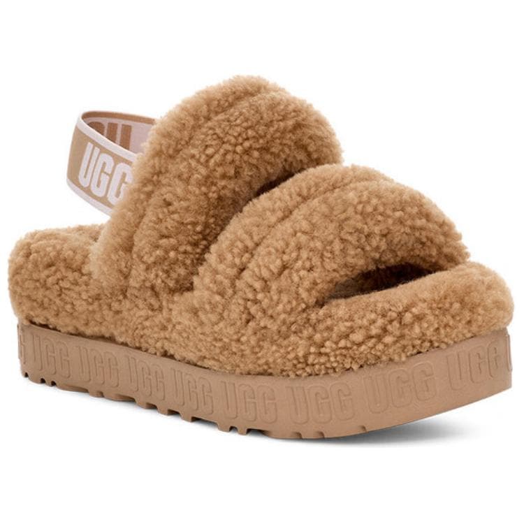 Шлёпанцы UGG Модный Минималистский Флисовый Подклад Одиночные Шнуровые Сандалии Женские Песочного Цвета - изображение 2