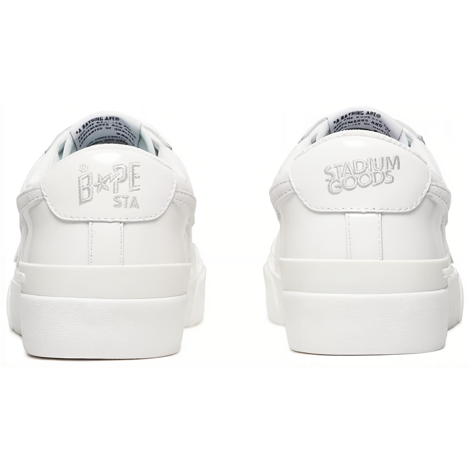 Кроссовки A BATHING APE x Stadium Goods MAD STA Лицевая коровья кожа Повседневная обувь для скейтборда Противоскользящая износостойкая Лоу-топы Мужской Белый - изображение 3