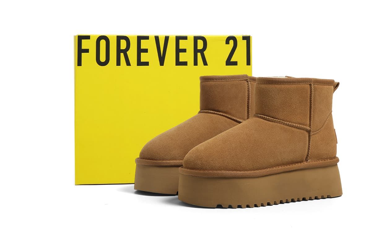 Ботинки зимние FOREVER 21 Сноубутсы Женские Каштановый - изображение 2