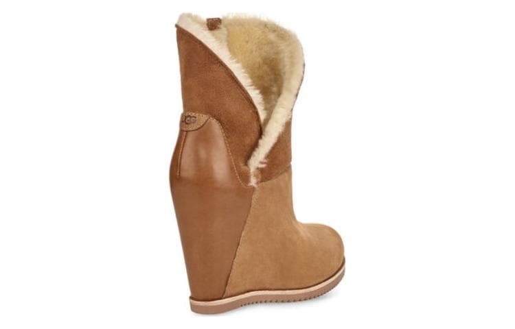Сапоги UGG кожа ботильоны женские каштановые - изображение 5