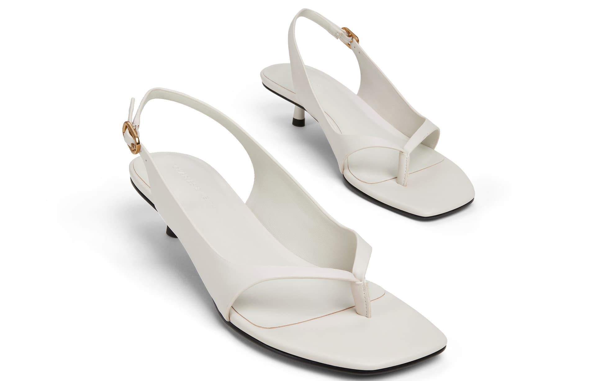 Шлёпанцы CHARLES&KEITH PU Французский квадратный носок котячий каблук стринг сандалии 4 см женские - изображение 3