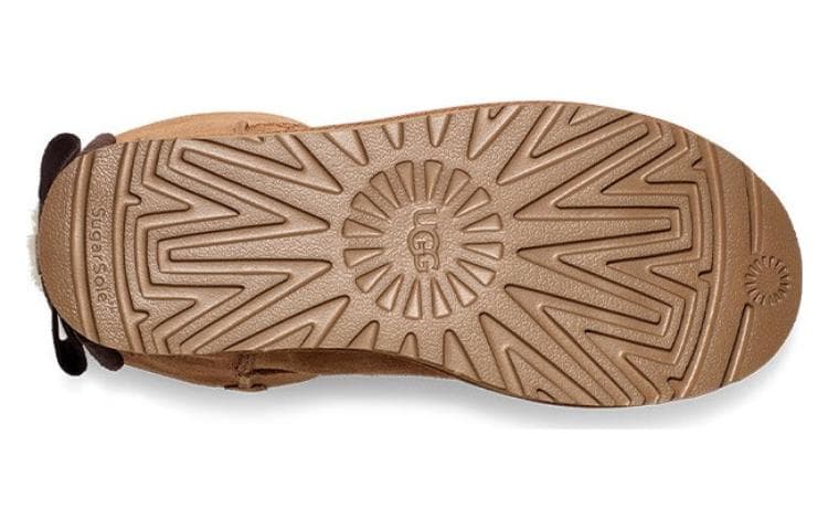 Ботинки зимние UGG Корова Спилок Термический с флисовой подкладкой Круглый носок Короткие сноубутсы для голени Женские Каштановый - изображение 4