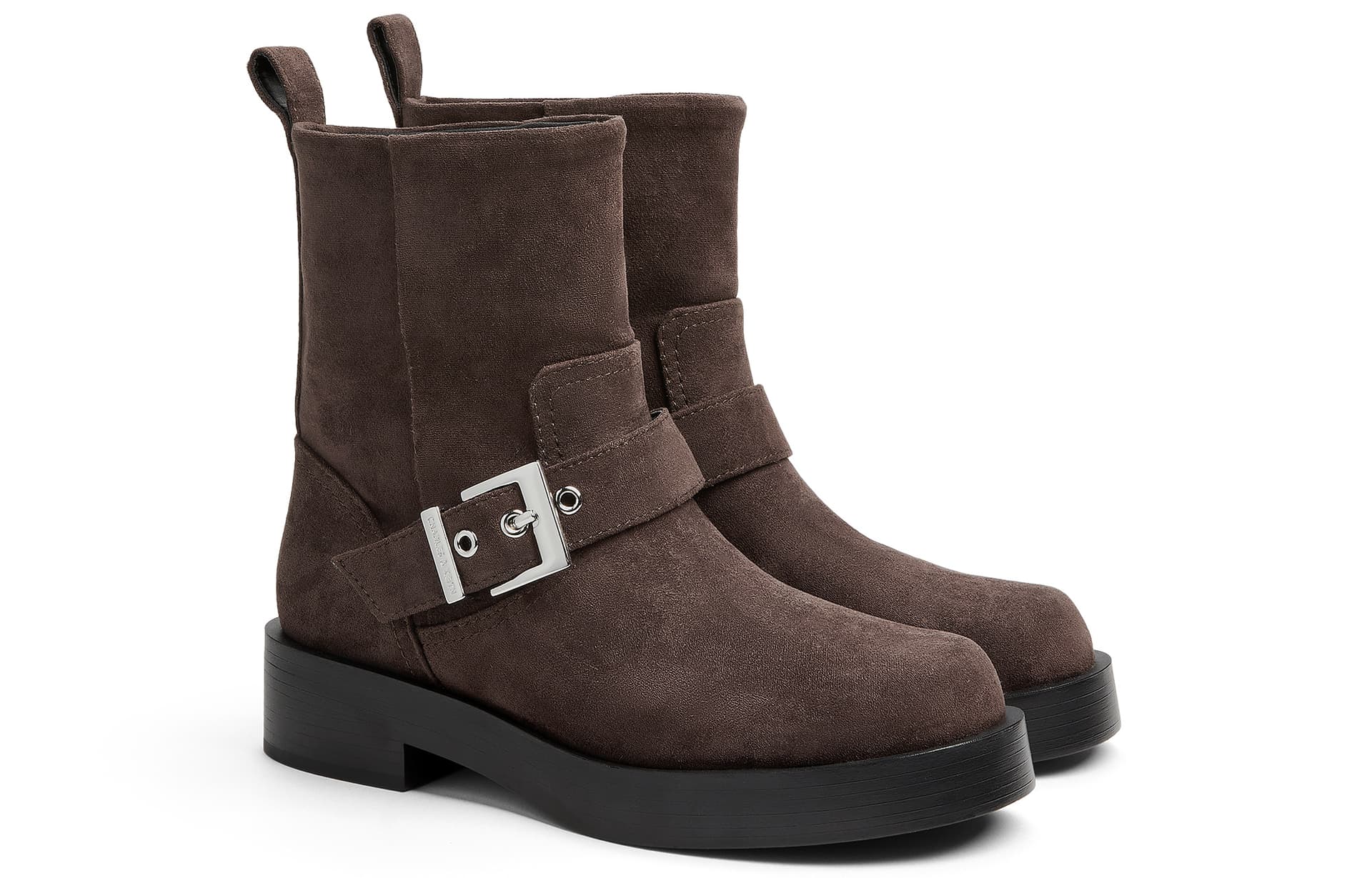 Сапоги CHARLES&KEITH PU ботильоны с металлической пряжкой и круглым носком, каблук 4 см, женские, многоцветные - изображение 5