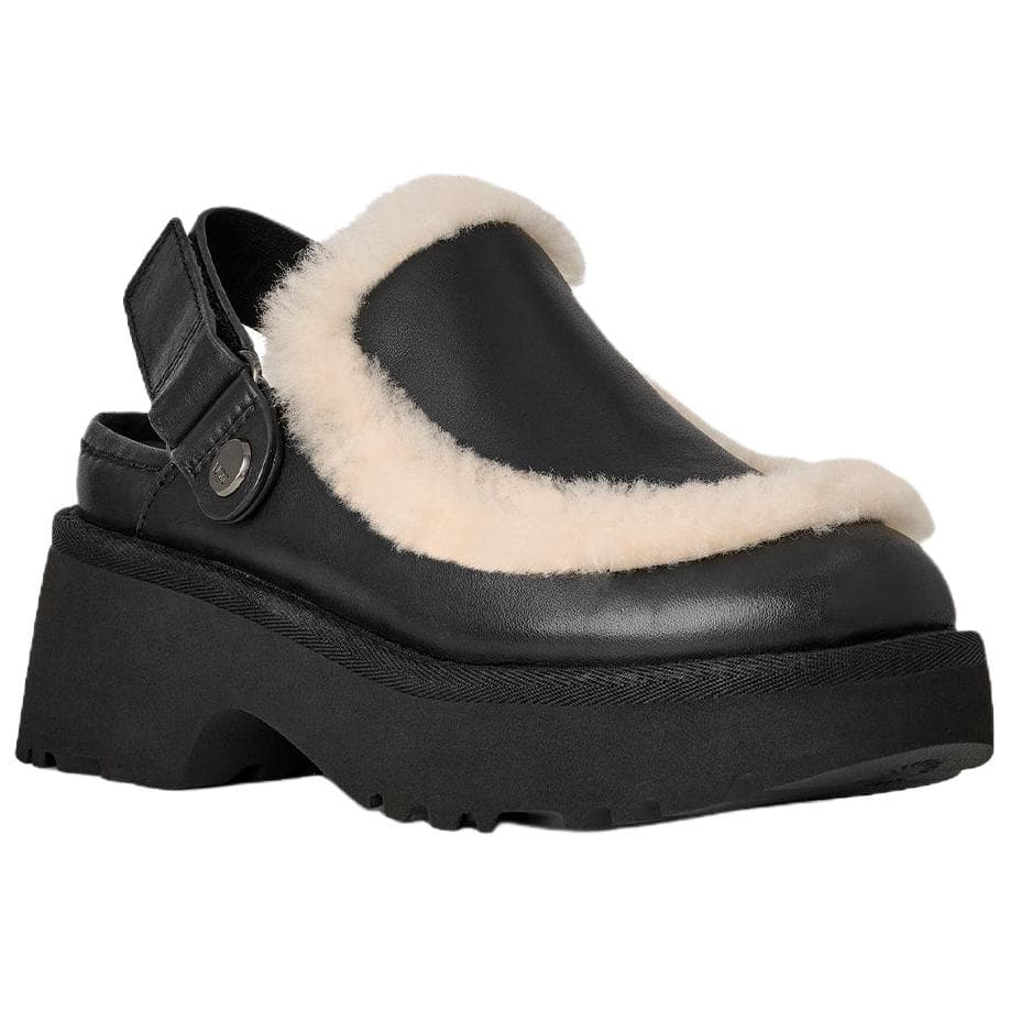 Тапочки UGG Esmee Коровья кожа Повседневная обувь 5,1 см Женская Черная - изображение 3
