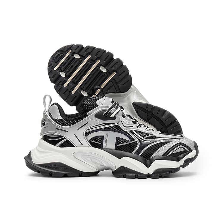 Кроссовки Champion Tooth Shark Shoes Пава Броня Низкие Кроссовки Мужские Серебристо-Белые Черные - изображение 4
