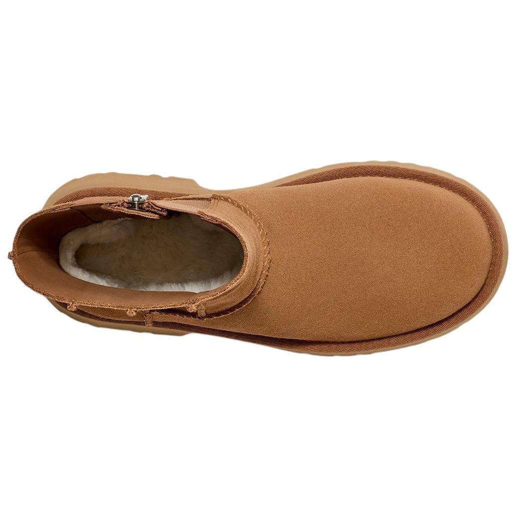 Ботинки зимние UGG Корова Спилок С флисовой подкладкой Молния Круглый носок Короткий Снекер Женские Каштановый - изображение 5