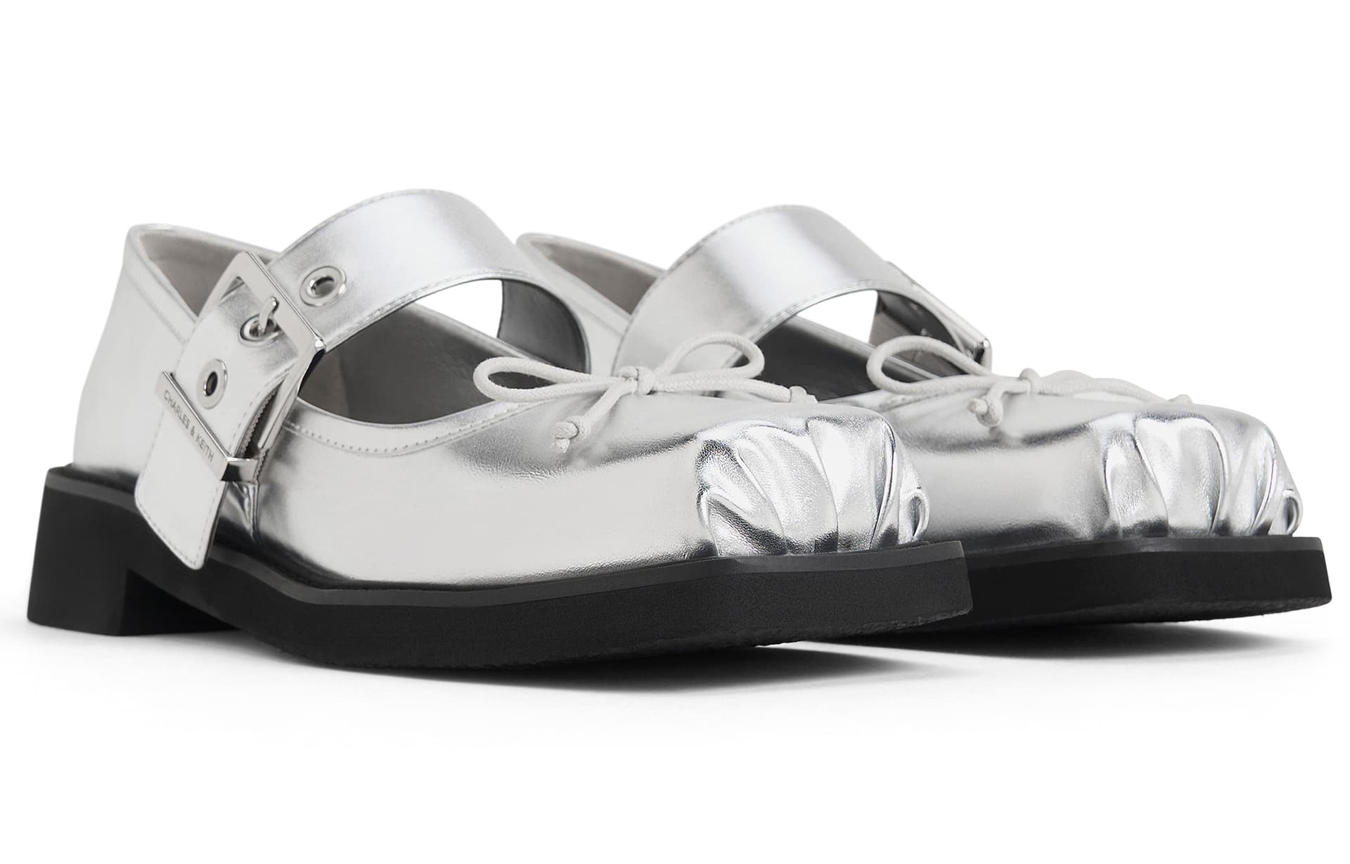 CHARLES&KEITH Mary Jane Silver/Black - изображение 2