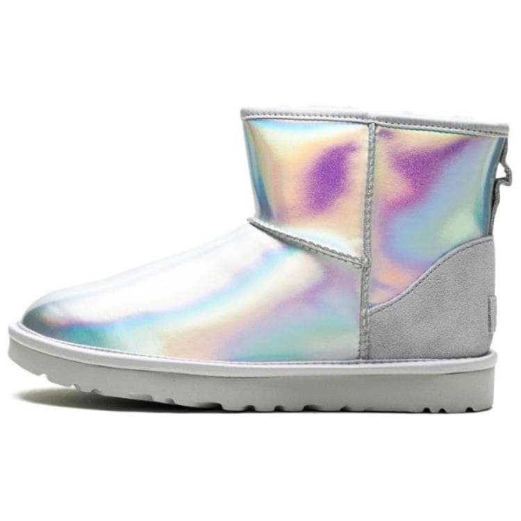 Ботинки зимние UGG CLASSIC MINI Радужная Телячья Кожа Короткие Снежные Ботинки Женские Ледниково-Серый - изображение 1