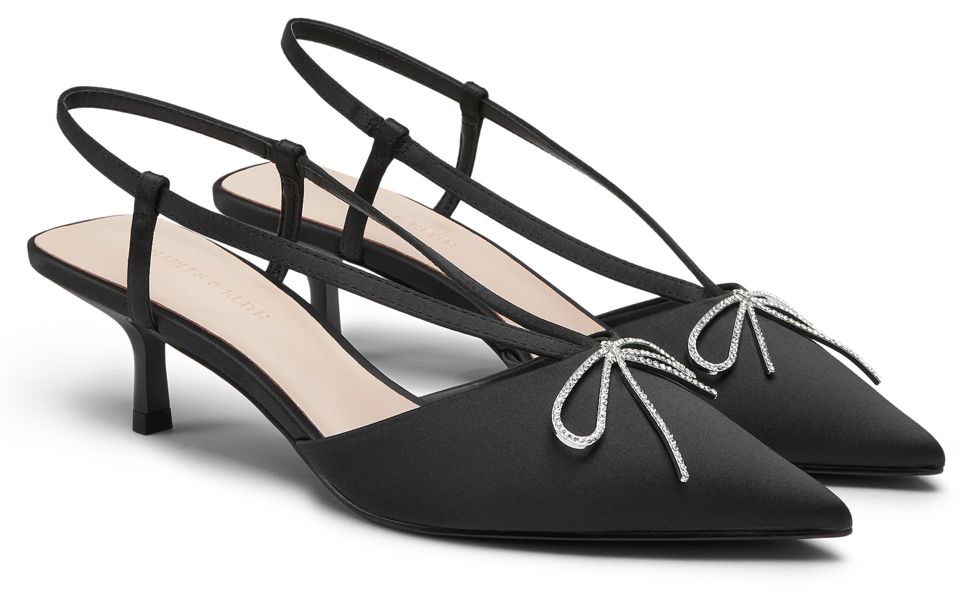Туфли CHARLES&KEITH Ткань заостренный носок с блестками бант сандалии свадебные туфли узкий каблук высокие каблуки 5,5 см женские - изображение 3