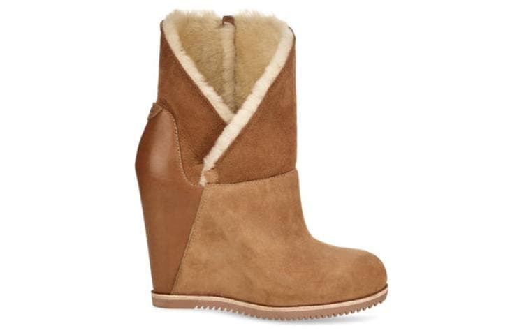 Сапоги UGG кожа ботильоны женские каштановые - изображение 2