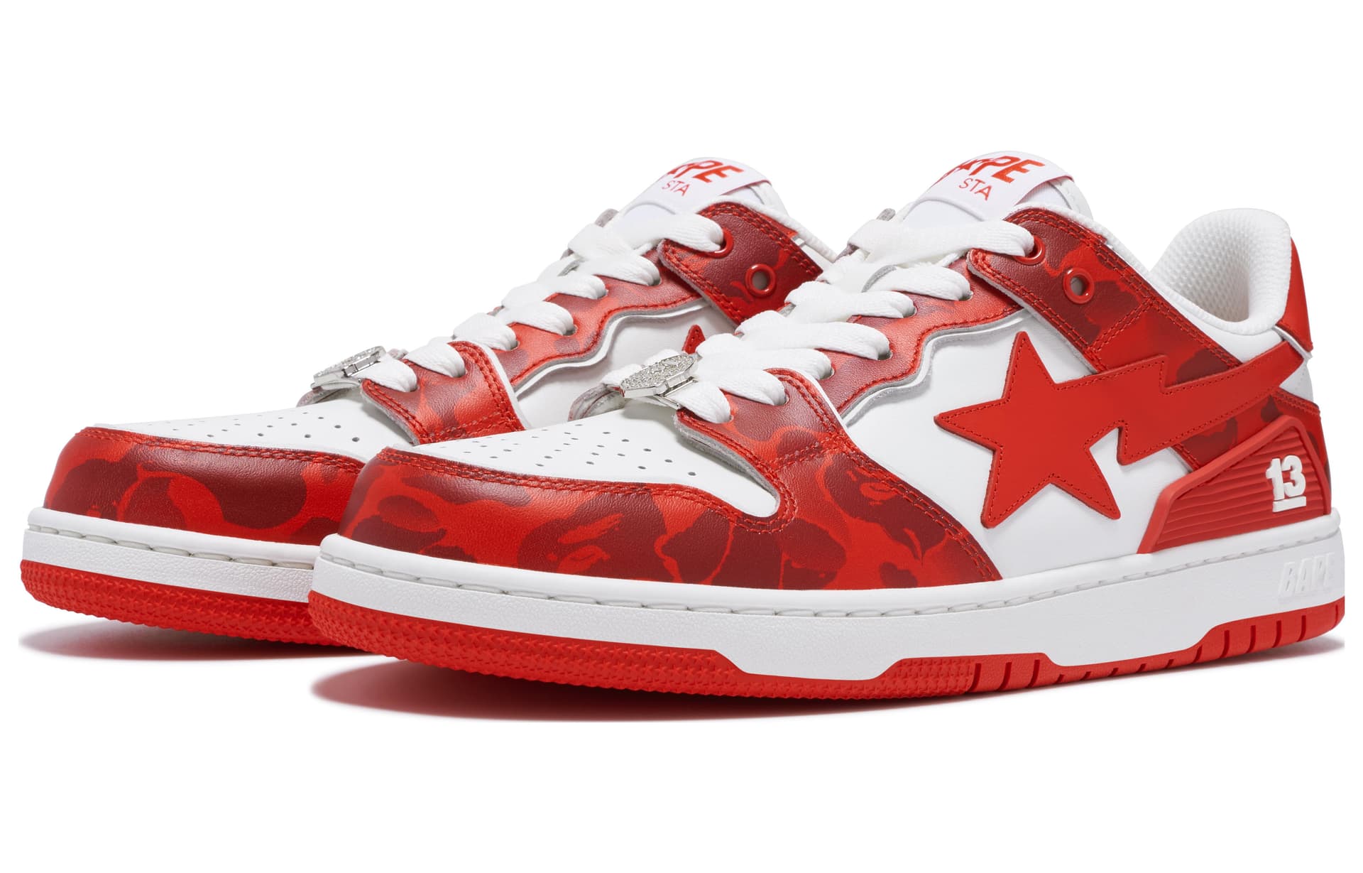 Кроссовки A BATHING APE Clutch Sta SK8 White Red - изображение 3