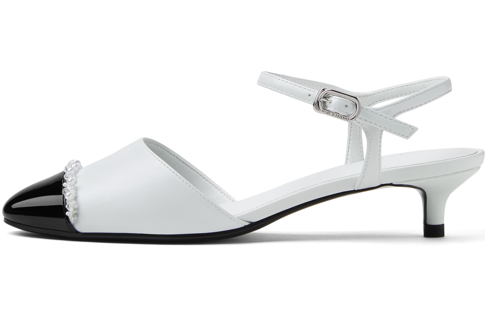 Туфли CHARLES&KEITH Туфли женские на узком каблуке 3,7 см с цветовым блоком и бусинами - изображение 2