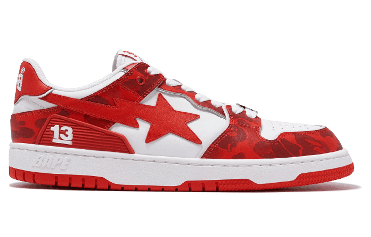 Кроссовки A BATHING APE Clutch Sta SK8 White Red - изображение 2