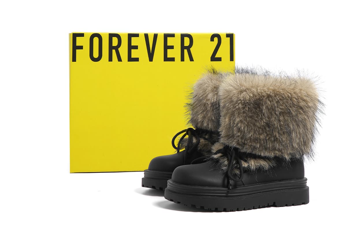 Ботинки зимние FOREVER 21 Сноубутсы Женские Черные - изображение 2