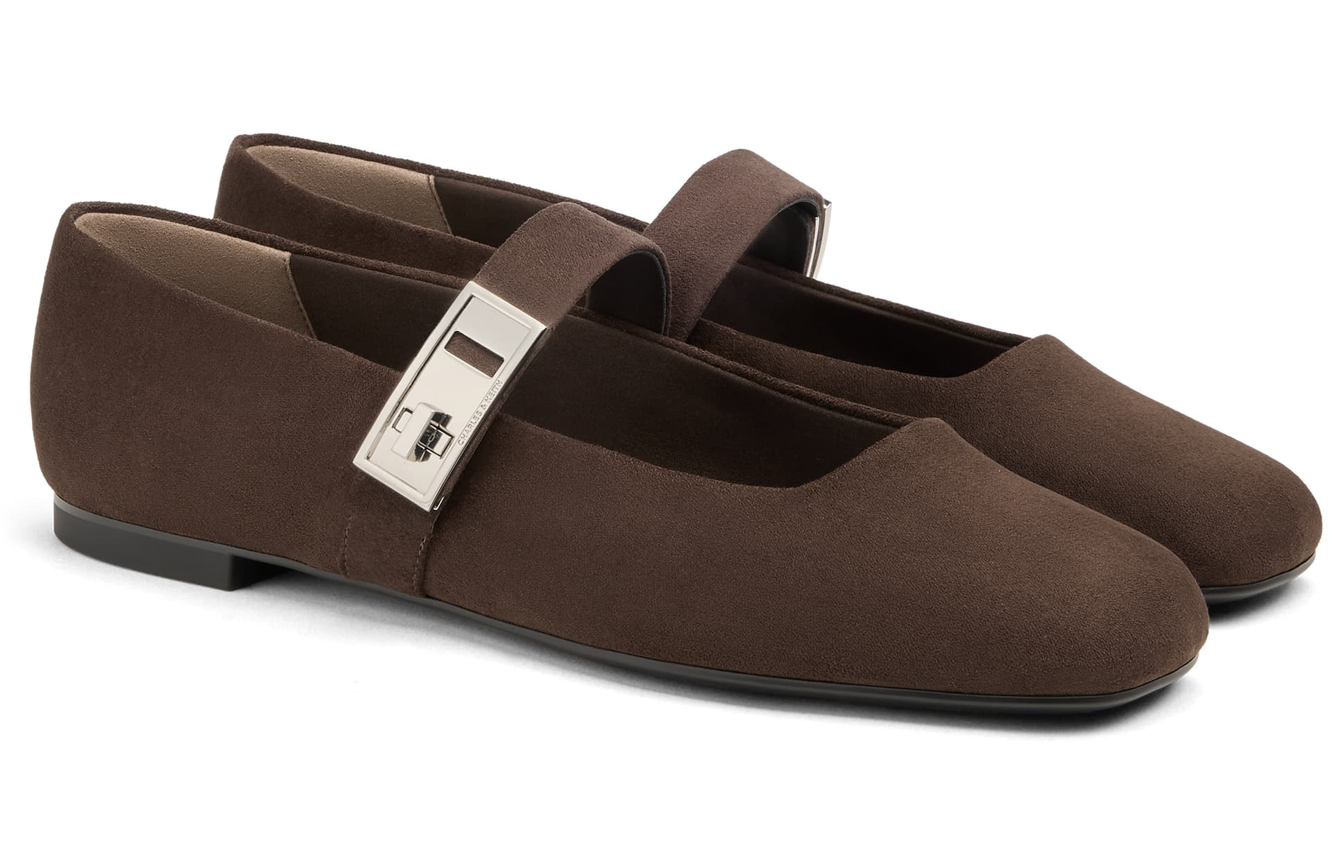 CHARLES&KEITH Туфли Мэри Джейн с квадратным носком и пряжкой из PU ткани, плоский каблук 1 см, женские - изображение 2