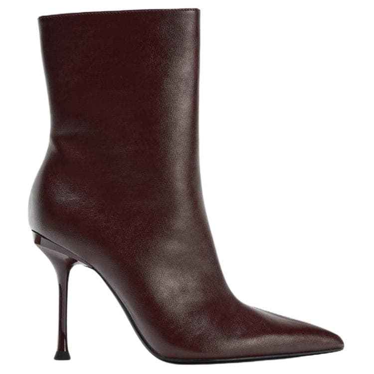 Сапоги ZARA ПУ (полиуретан) Ботильоны 8 см Женские Коричневый - изображение 3