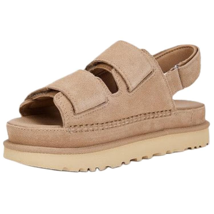 Шлёпанцы UGG Золотистая Семейная Корова Спилок Один Шнуровка Сандалии Женские Песок - изображение 5