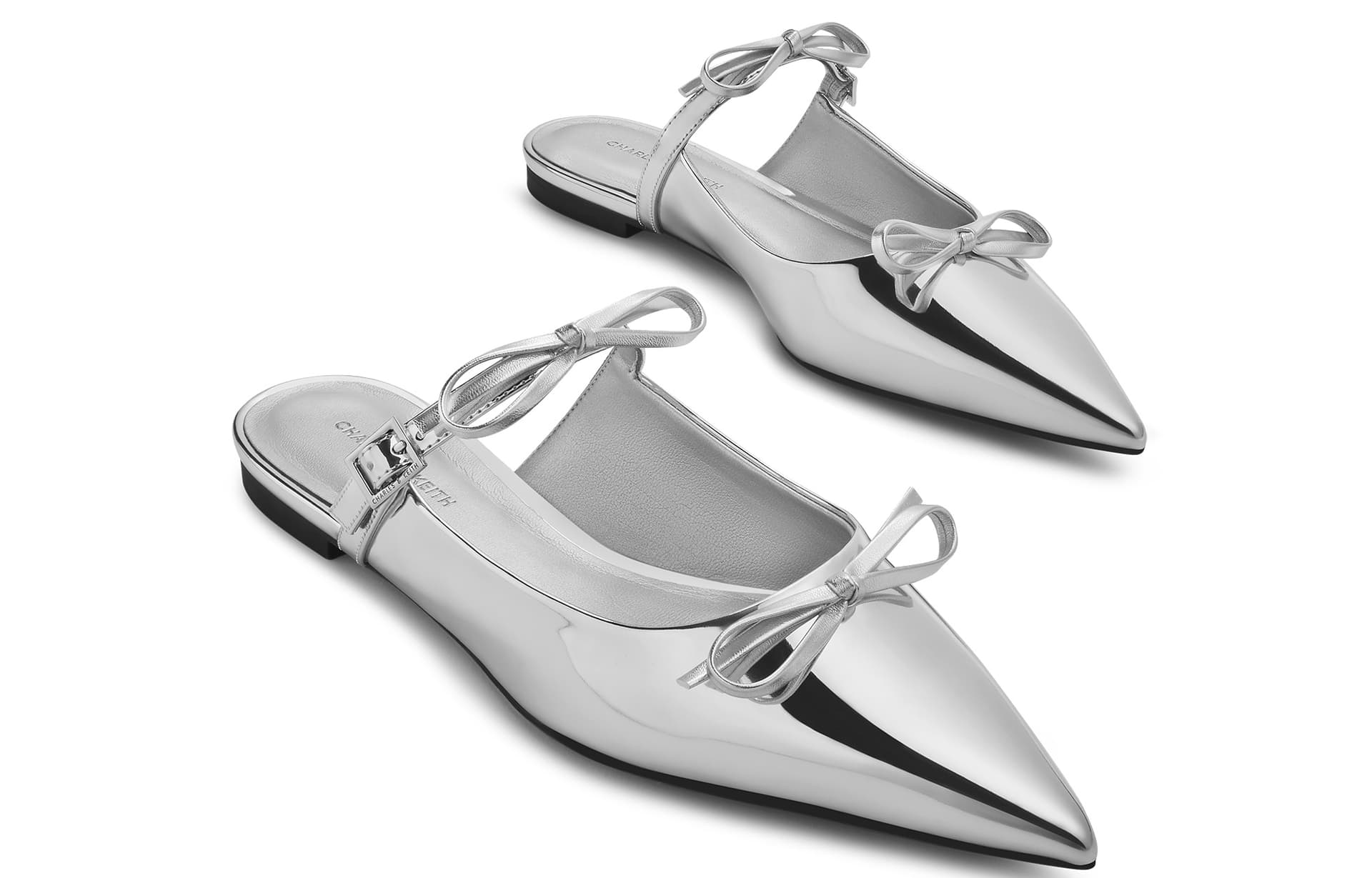 Сандалии CHARLES&KEITH Бант заостренный носок плоская подошва Müller композитная подошва тапочки с закрытым носом 1,5 см женский - изображение 3