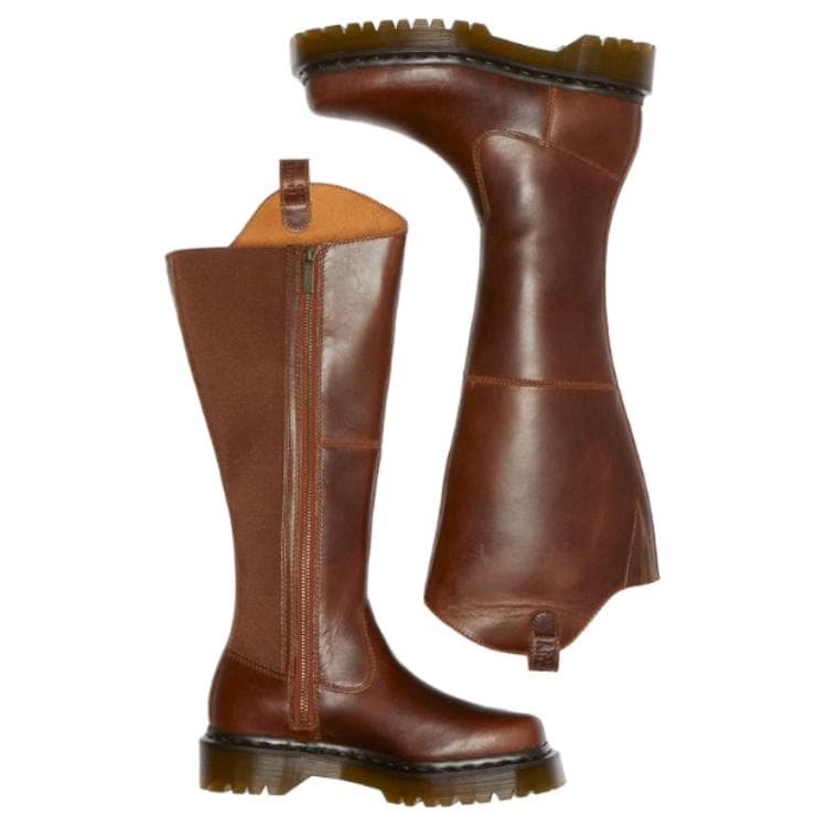 Ботинки Dr.Martens Коровья кожа Высокие сапоги до колена 3,5 см Женские Красно-коричневый - изображение 5