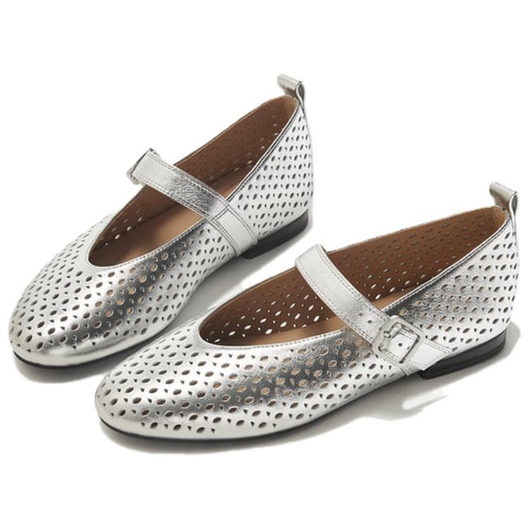 CLARKS Коровья кожа Коровья кожа Грубый каблук Мэри Джейн 1,5 см Женские Серебряные - изображение 3