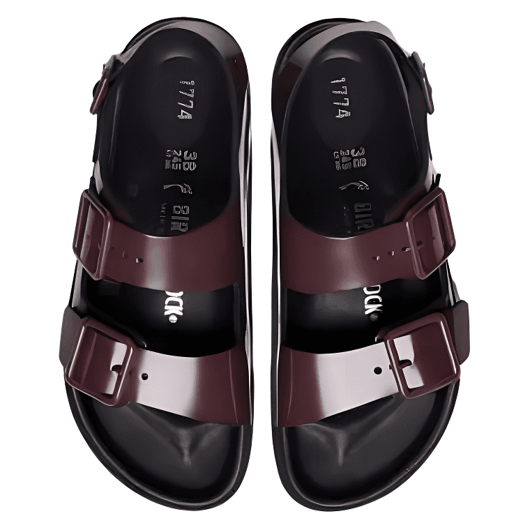 Шлёпанцы Birkenstock 1774 Лак Кожаные Сандалии с Одинарной Шнуровкой Унисекс Красные Узкие - изображение 3
