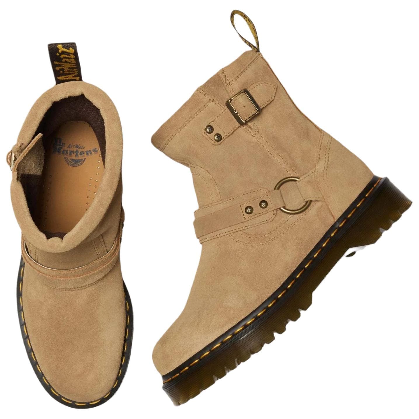 Сапоги Dr.Martens ANISTONE Harness Искусственная замша Ботильоны 3,5 см Унисекс Коричневый - изображение 5