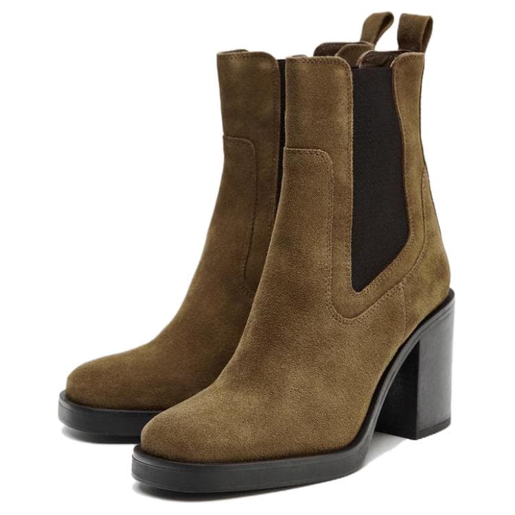 Ботинки челси ZARA Коровья кожа Короткий Челси 8,5 см Женский Коричневый - изображение 3