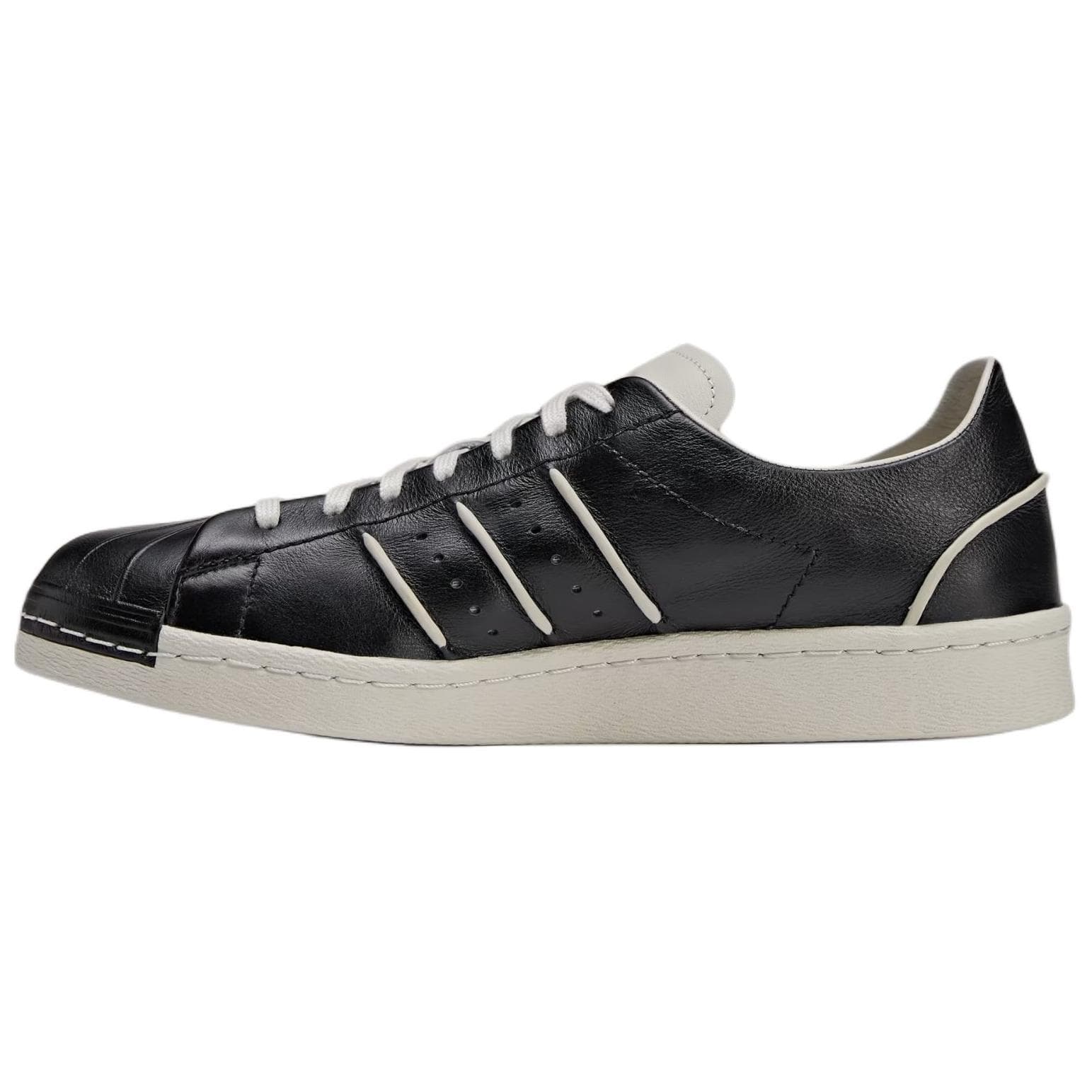 Кроссовки Y-3 SUPERSTAR 100% кожа Круглый носок Винтаж Лоу-топы Повседневная обувь для скейтборда Унисекс Черный - изображение 2